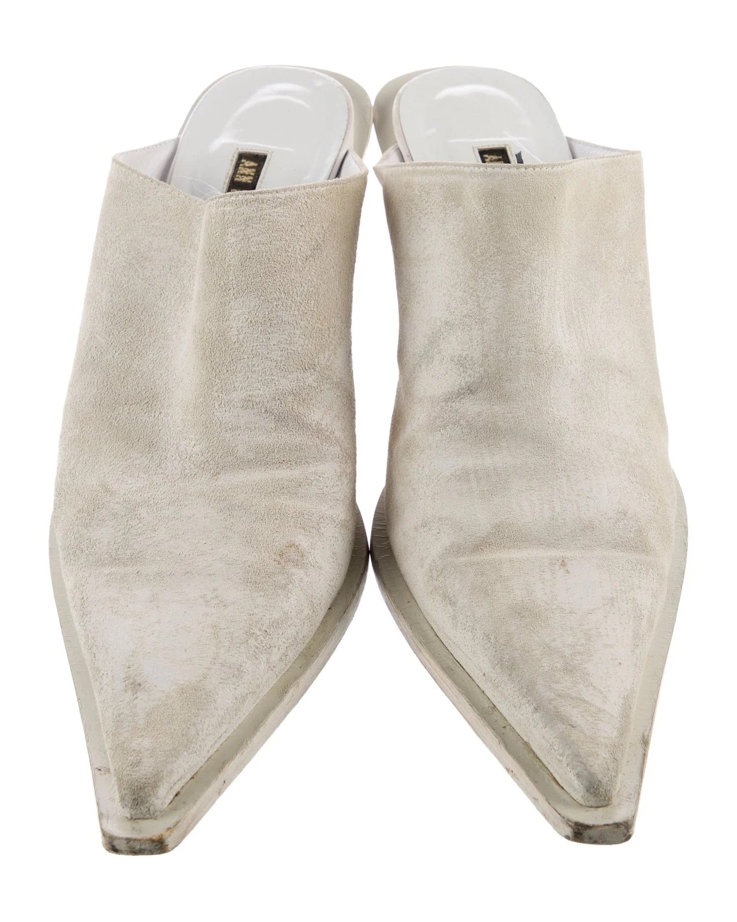 White Suede Leather Mules - 40
