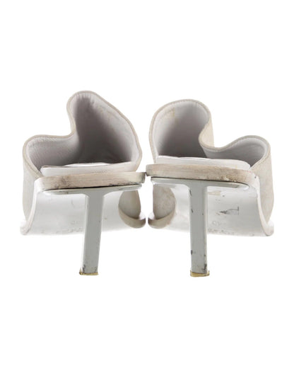 White Suede Leather Mules - 40