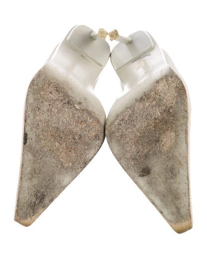 White Suede Leather Mules - 40
