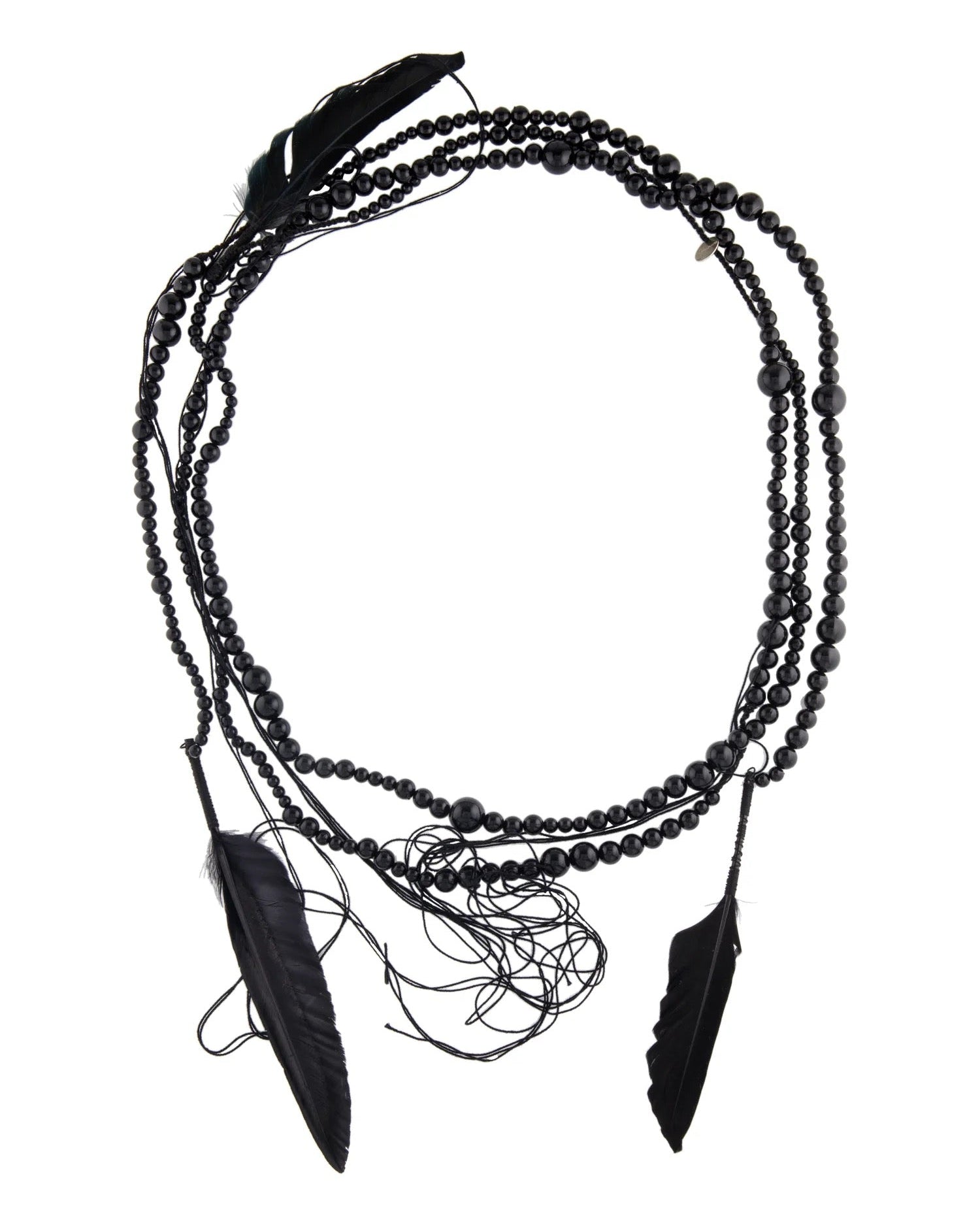 Ann Demeulemeester Black Feather Wrap Necklace - vothe archive - curated designer vintage
