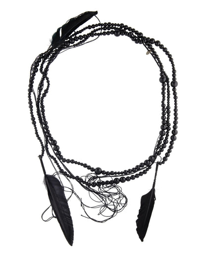Ann Demeulemeester Black Feather Wrap Necklace - vothe archive - curated designer vintage
