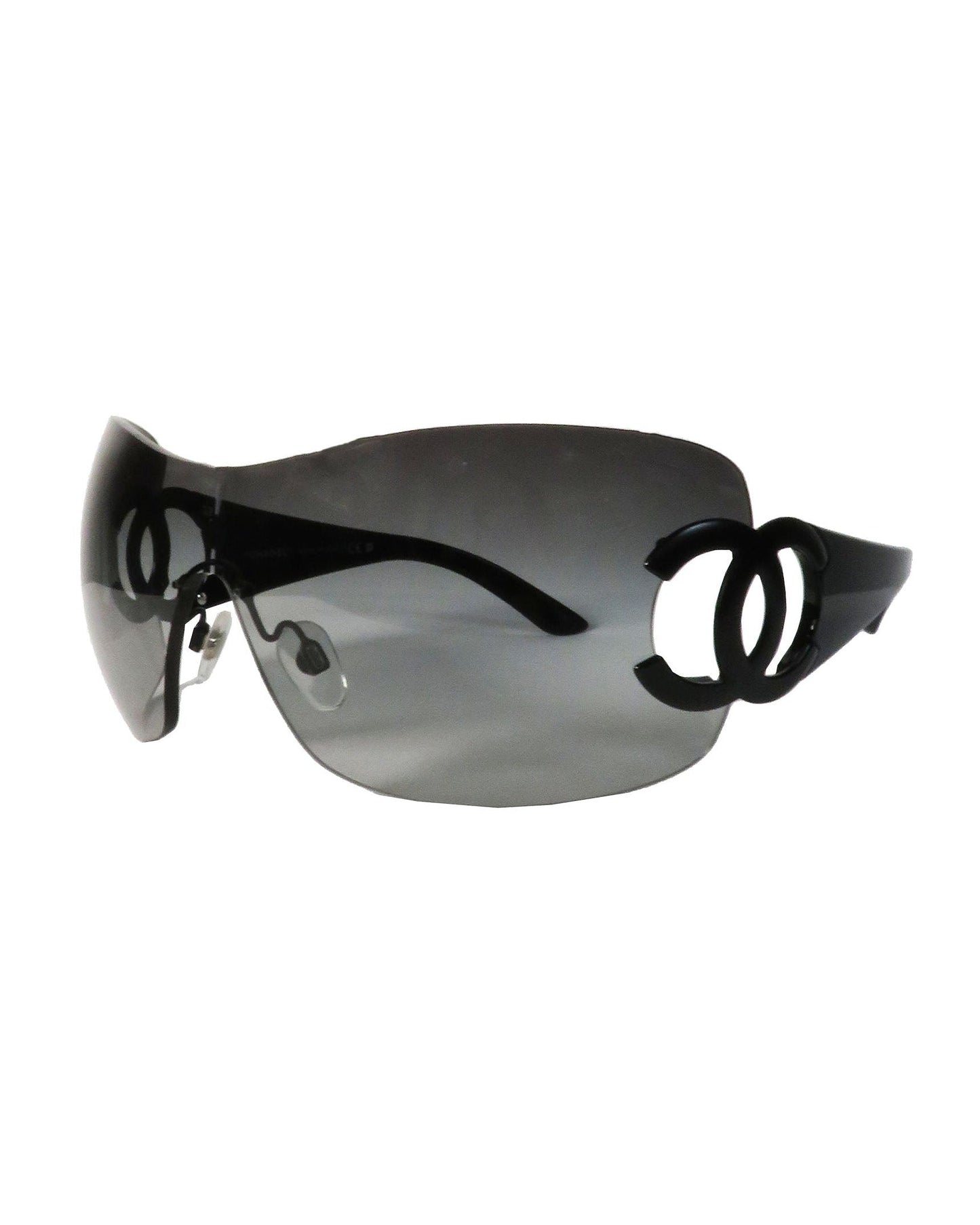 Sunglasses with a distinctive design on a white background