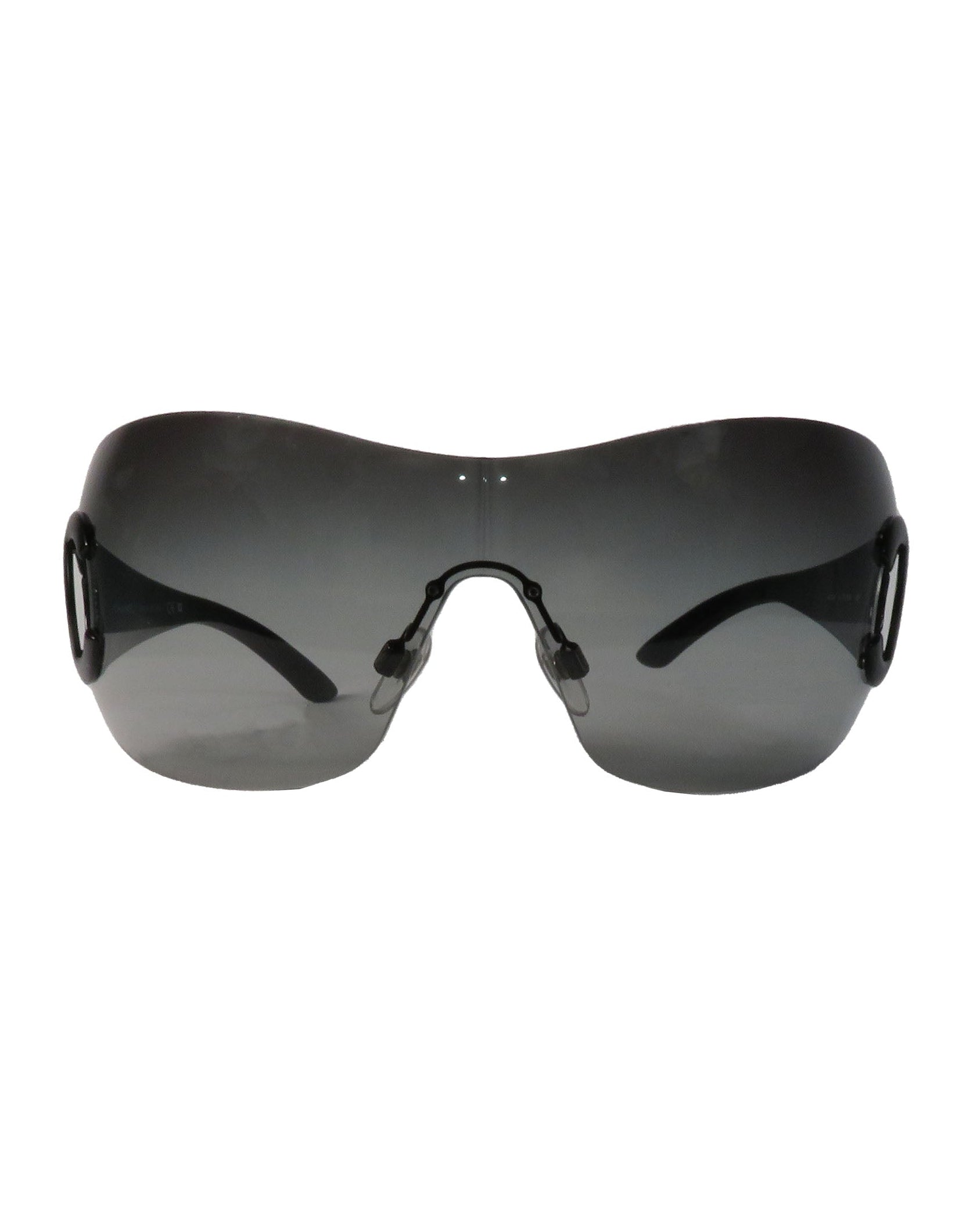 Black sunglasses with a white background