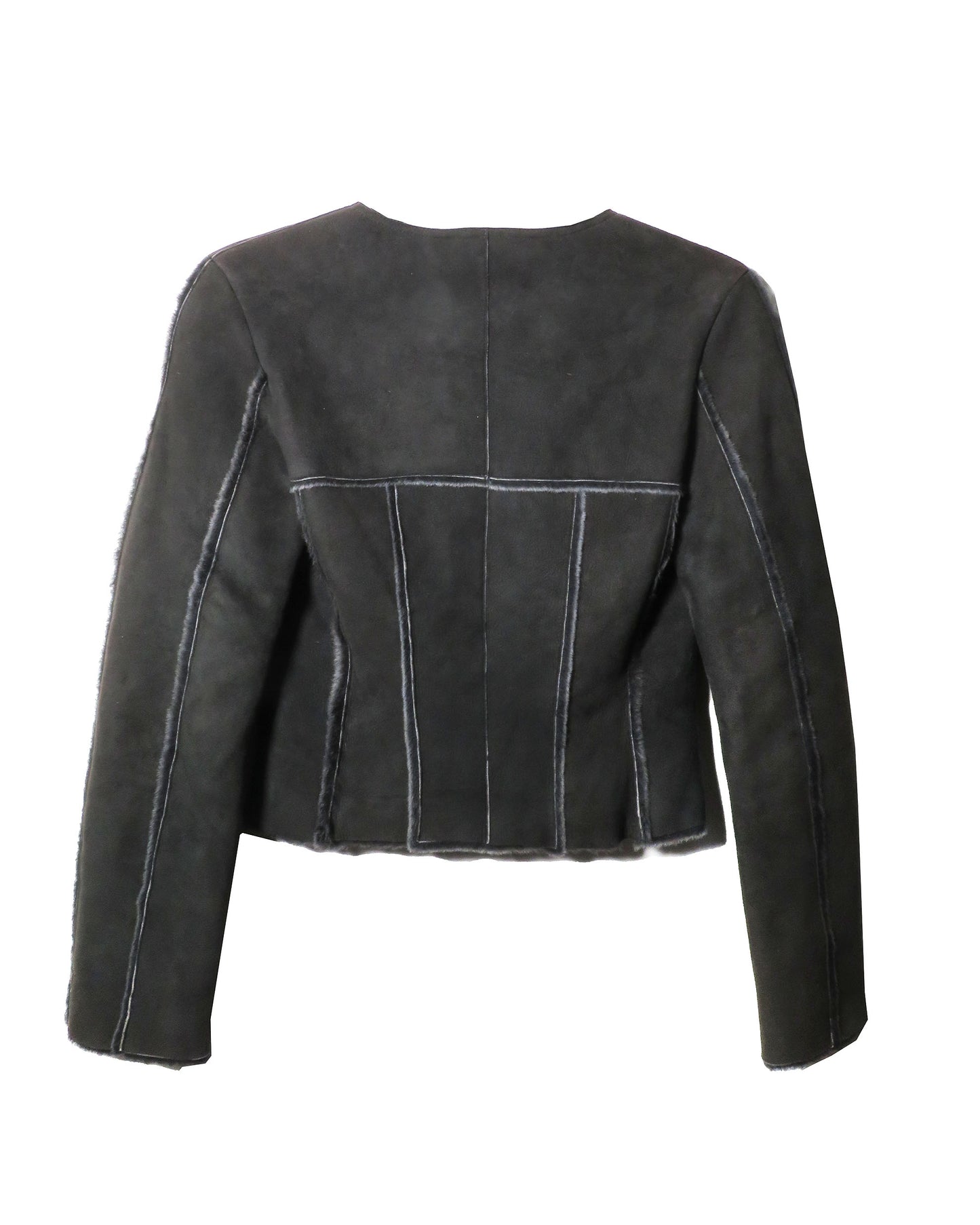 Black leather jacket on a white background