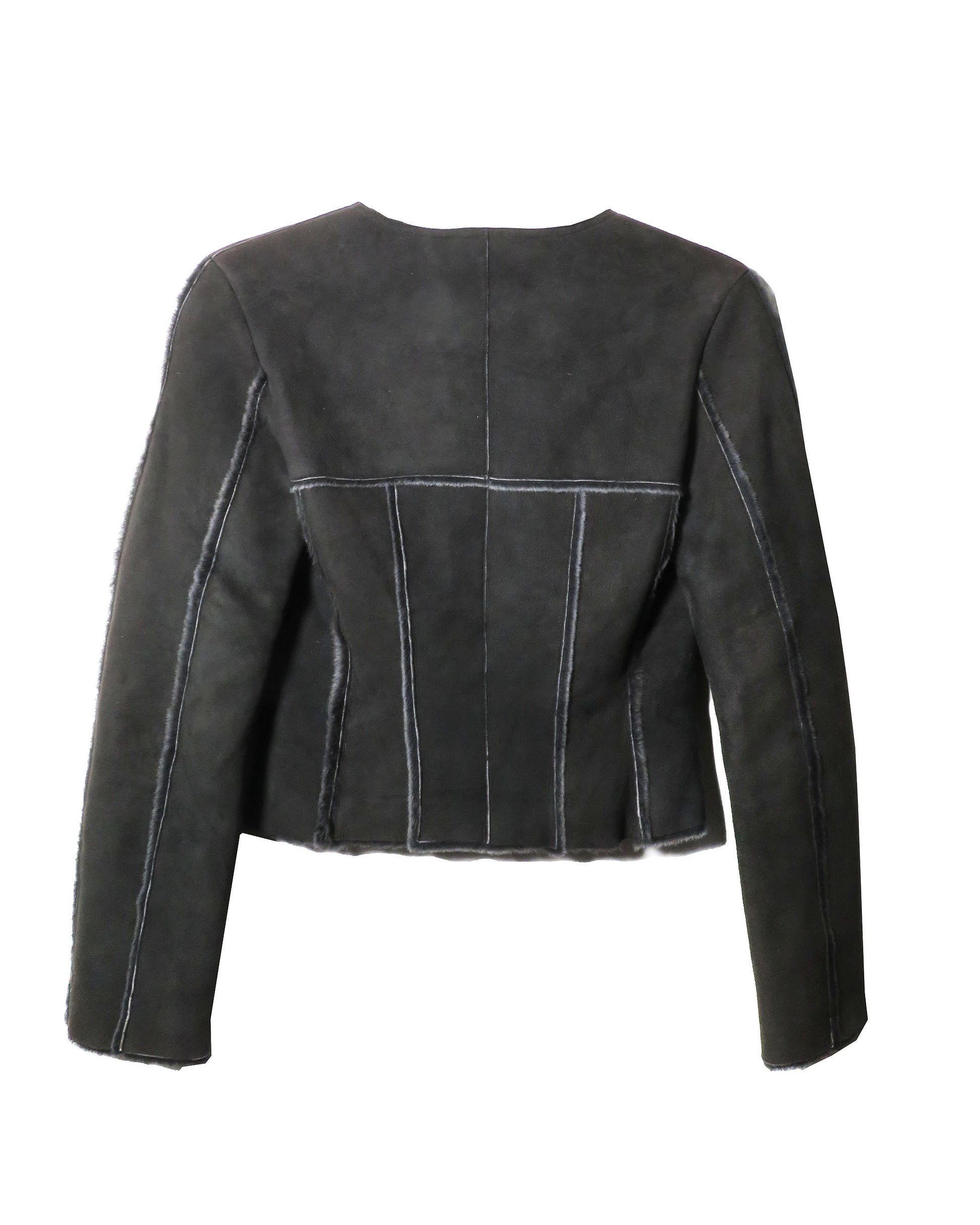 Black leather jacket on a white background