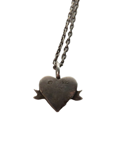 Heart-shaped pendant with '925' stamp on a chain against a white background