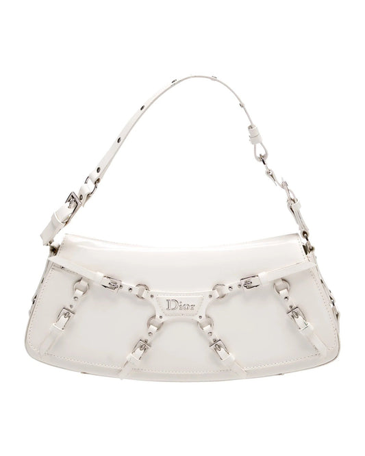 Christian Dior by John Galliano FW2003 White Bondage Bag - vothe archive - curated designer vintage
