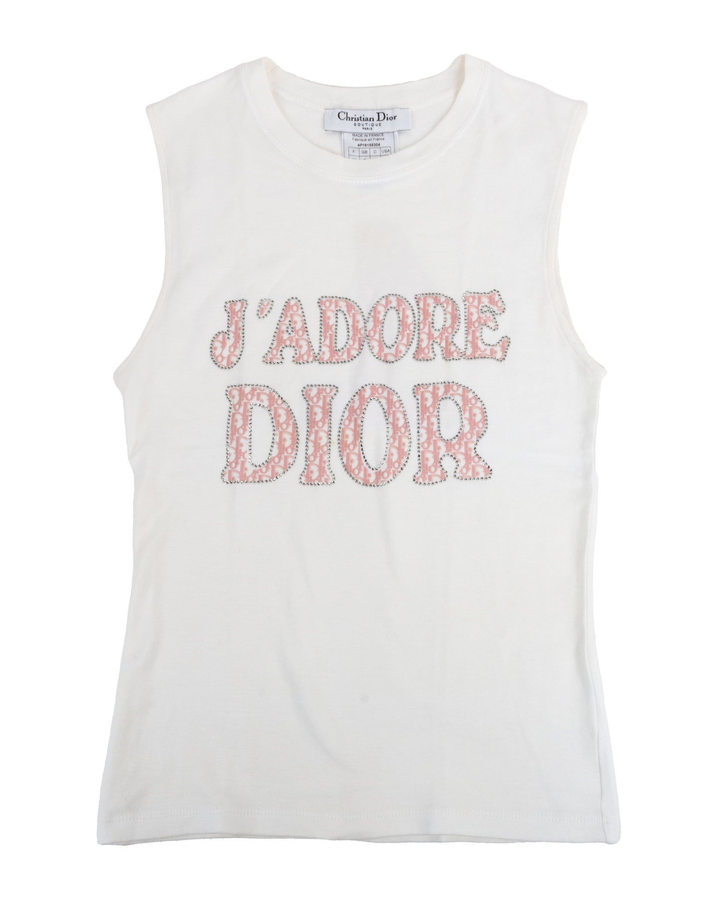 Christian Dior by John Galliano J'ADORE DIOR Pink Rhinestone Tank Top - vothe archive - curated designer vintage
