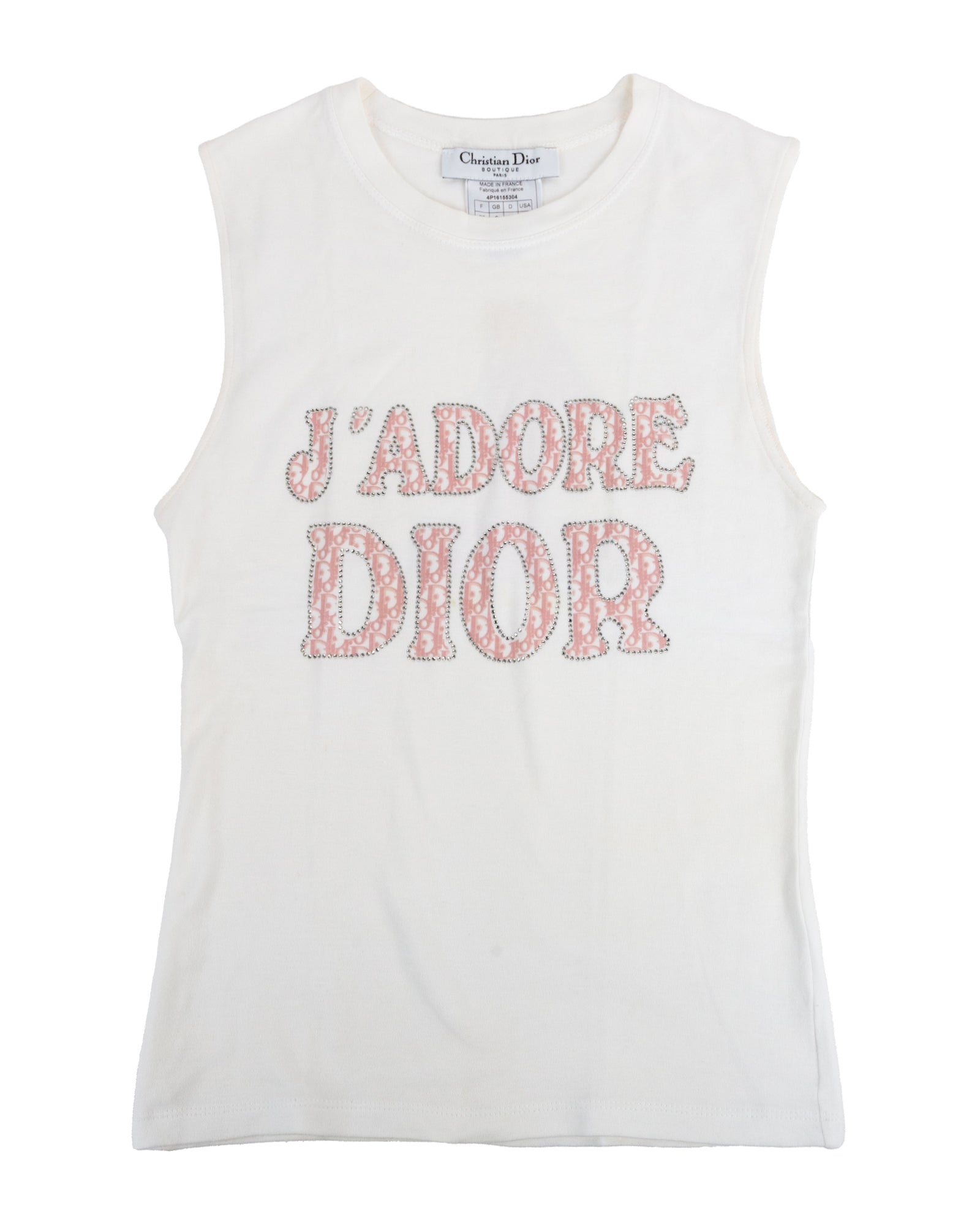 Christian Dior by John Galliano J'ADORE DIOR Pink Rhinestone Tank Top - vothe archive - curated designer vintage
