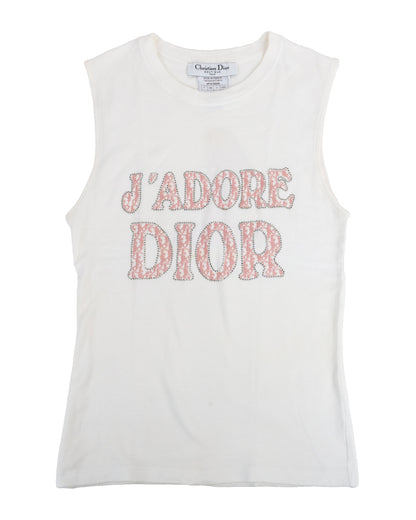 Christian Dior by John Galliano J'ADORE DIOR Pink Rhinestone Tank Top - vothe archive - curated designer vintage
