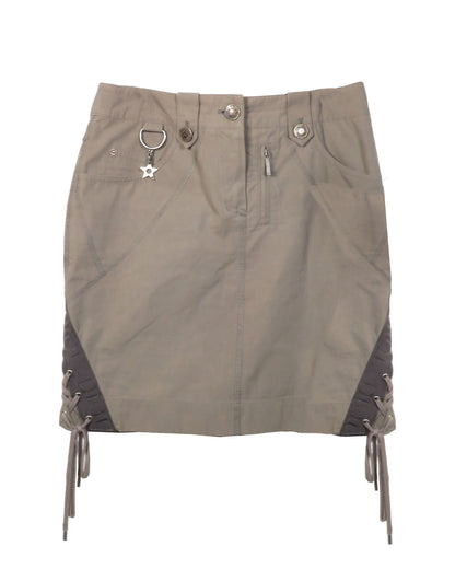 Brown skirt with decorative elements on a white background