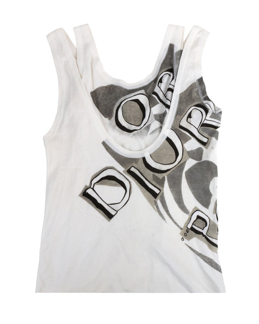 Christian Dior by John Galliano SS2004 Logo Double Layer Tank Top 