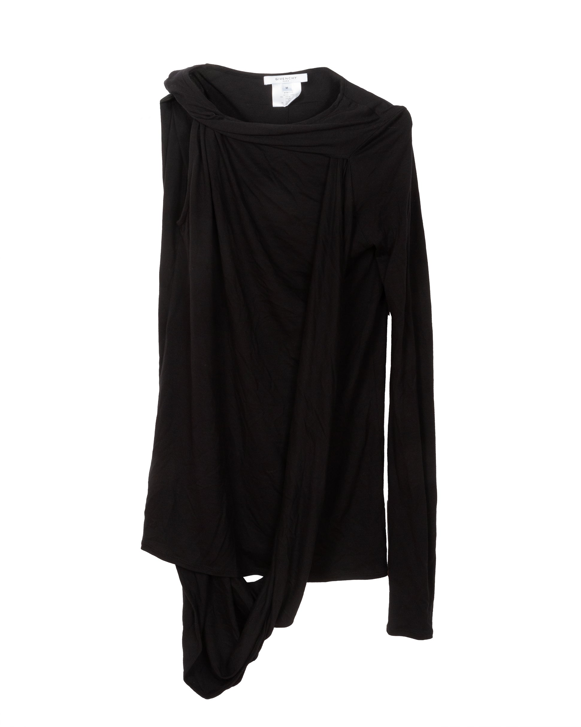 Givenchy Black Asymmetrical Long Sleeve Top - vothe archive - curated designer vintage
