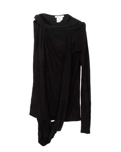 Givenchy Black Asymmetrical Long Sleeve Top - vothe archive - curated designer vintage
