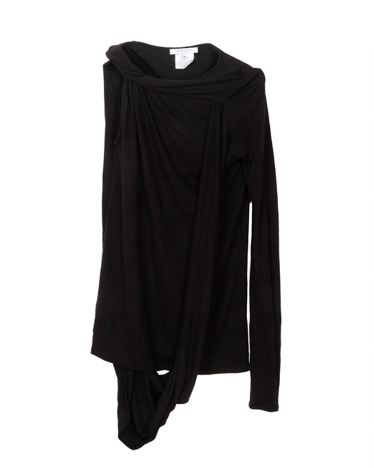 Givenchy Black Asymmetrical Long Sleeve Top - vothe archive - curated designer vintage
