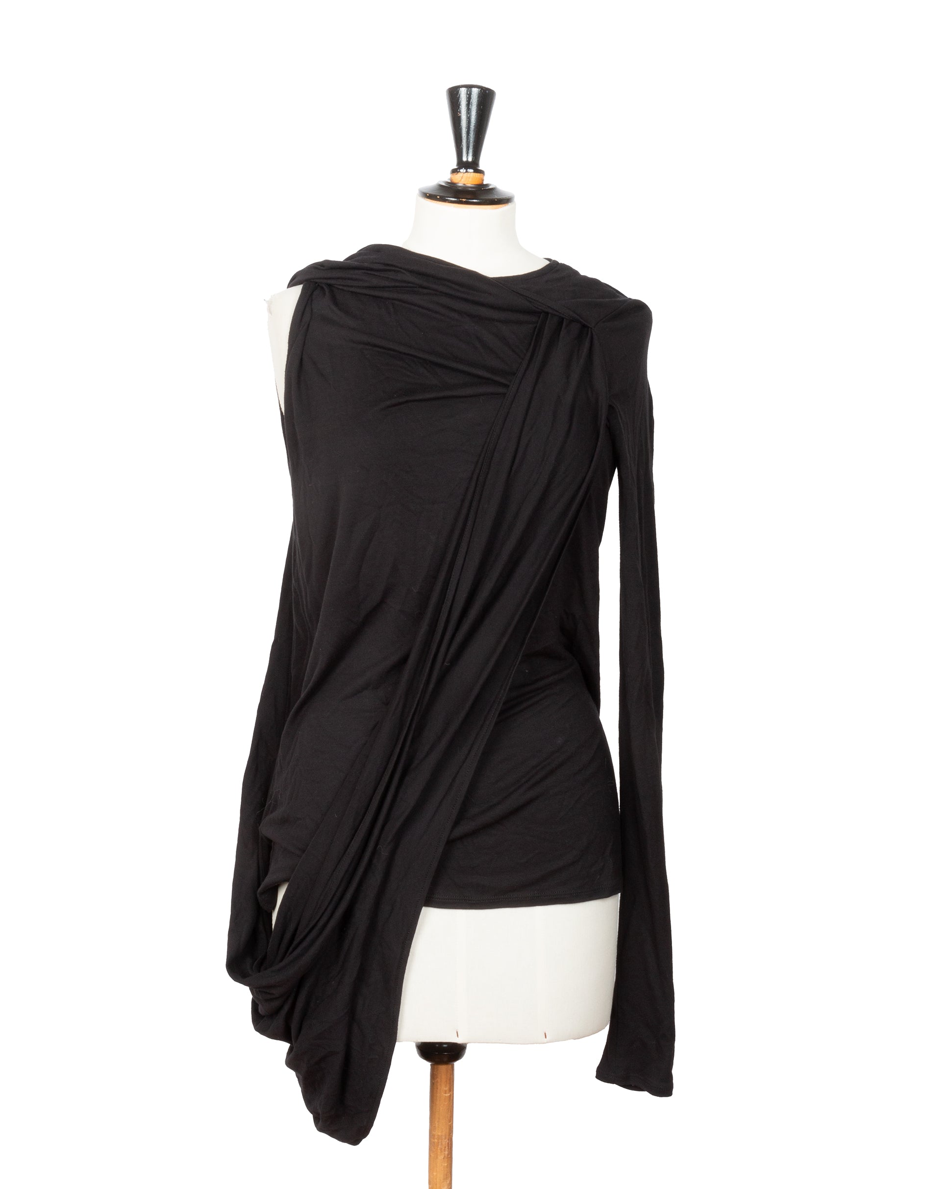 Givenchy Black Asymmetrical Long Sleeve Top - vothe archive - curated designer vintage

