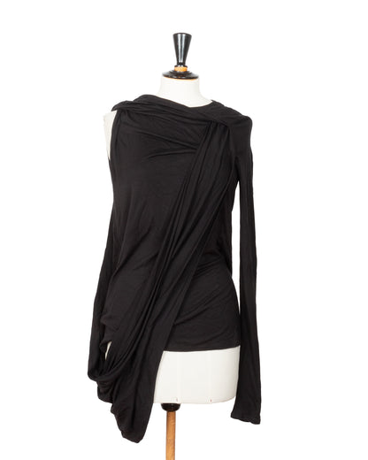 Givenchy Black Asymmetrical Long Sleeve Top - vothe archive - curated designer vintage
