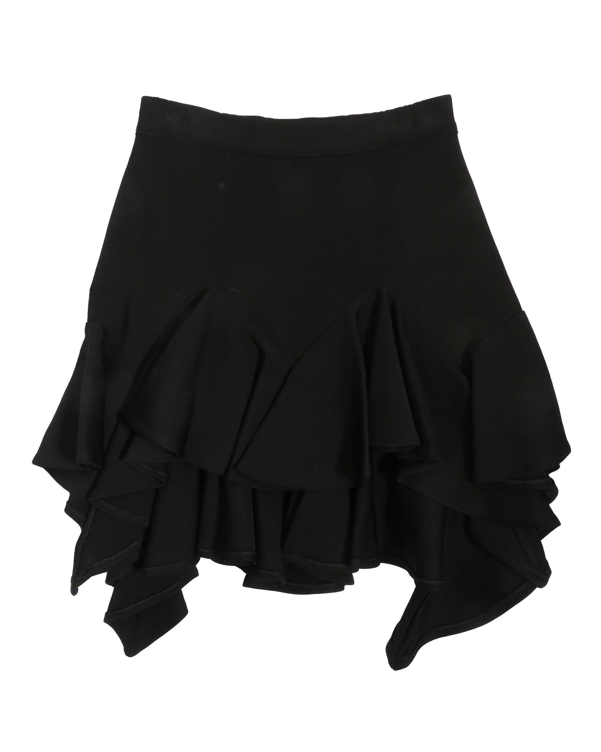 Black ruffled skirt on a white background