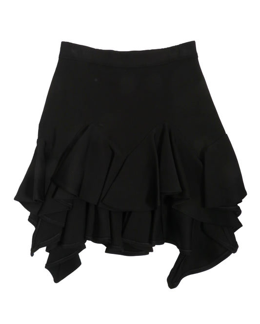 Black ruffled skirt on a white background