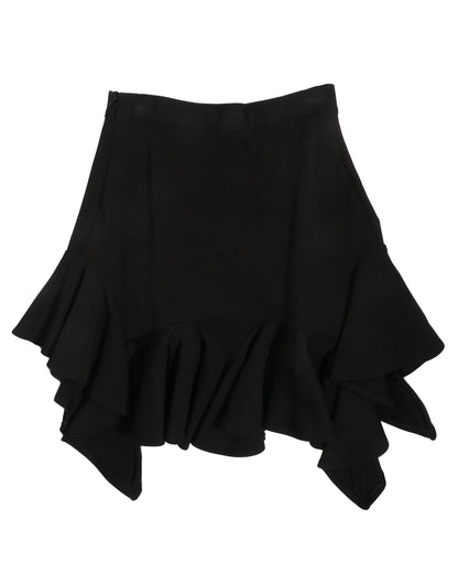Black ruffled skirt on a white background