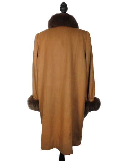 Brown coat with fur trim on a white background