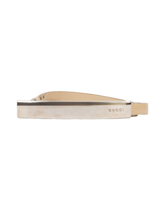Gucci Beige Leather and Silver-Tone Metal Belt - vothe archive - curated designer vintage
