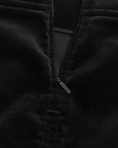 Close-up of a black jacket with a zipper
