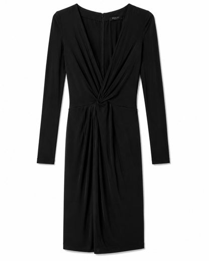 Black dress with a knot detail on a white background
