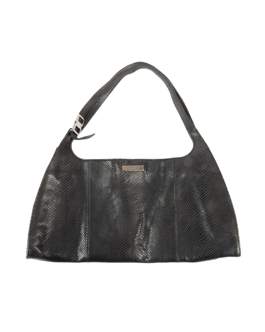 Gucci Early 2000s Black Python Leather Bag - vothe archive - curated designer vintage
