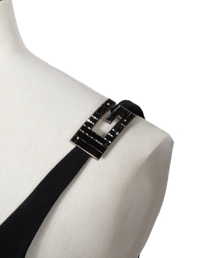 Gucci by Tom Ford 1998 Black Dress with Crystal G Buckle - vothe archive - curated designer vintage
