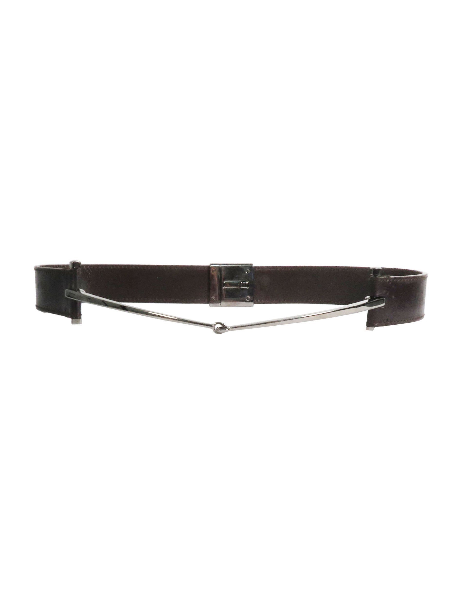 Gucci by Tom Ford Brown Leather Thin Horsebit Belt