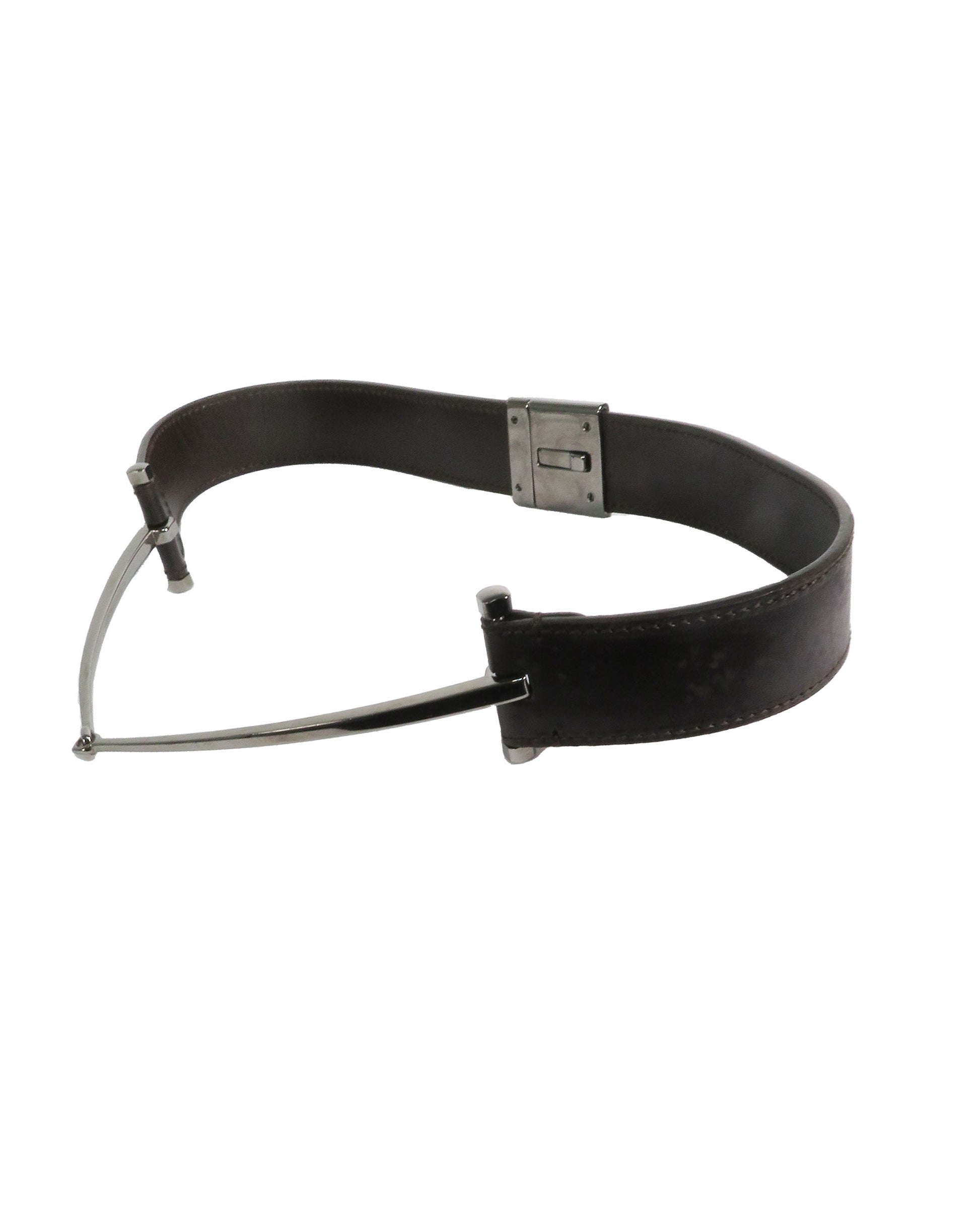 Gucci by Tom Ford Brown Leather Thin Horsebit Belt