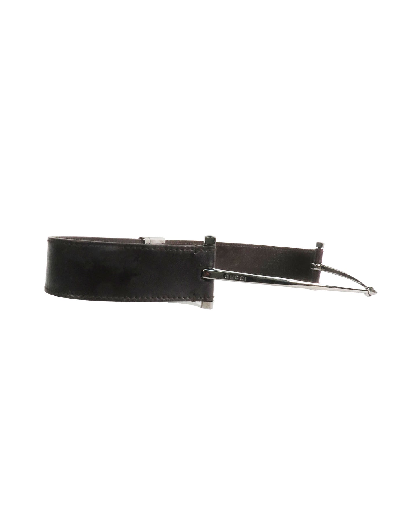 Gucci by Tom Ford Brown Leather Thin Horsebit Belt