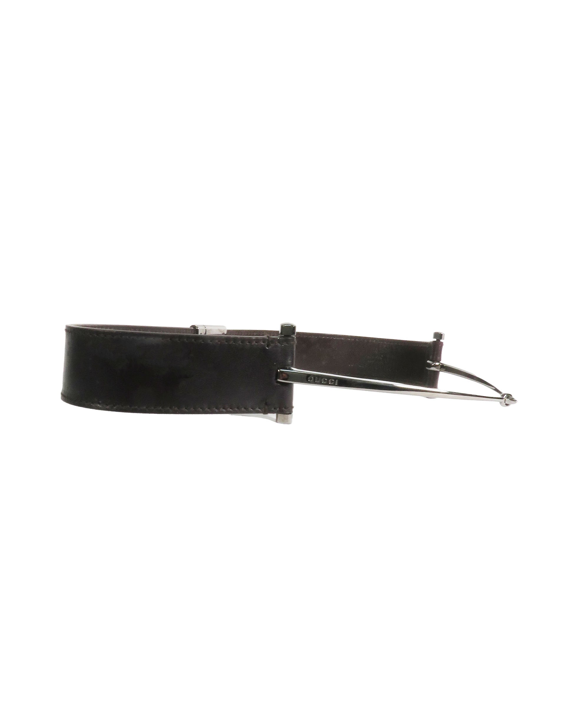 Gucci by Tom Ford Brown Leather Thin Horsebit Belt
