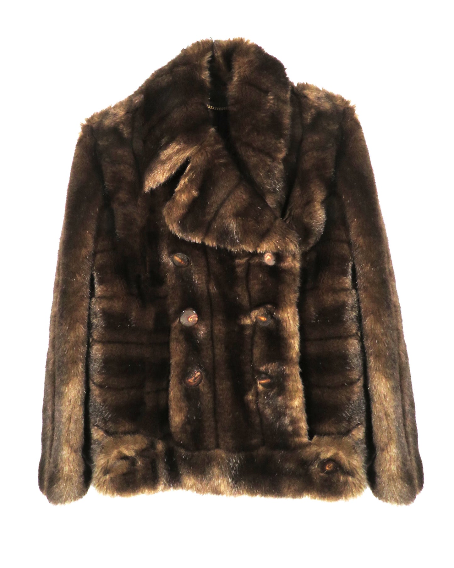 Brown fur coat on a white background