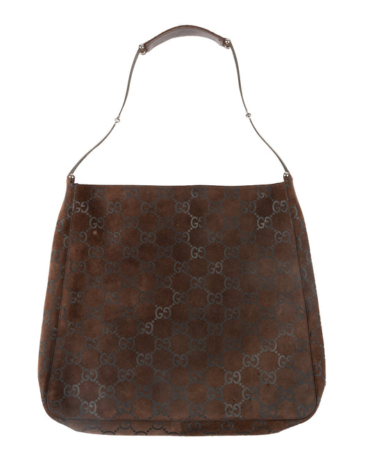 Gucci by Tom Ford FW1997 GG Monogram Suede Shoulder Bag - vothe archive - curated designer vintage
