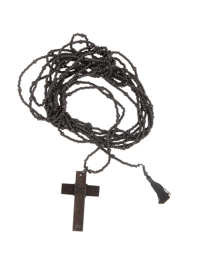 Gucci by Tom Ford FW2002 Ebony Bead Cross Necklace - vothe archive - curated designer vintage
