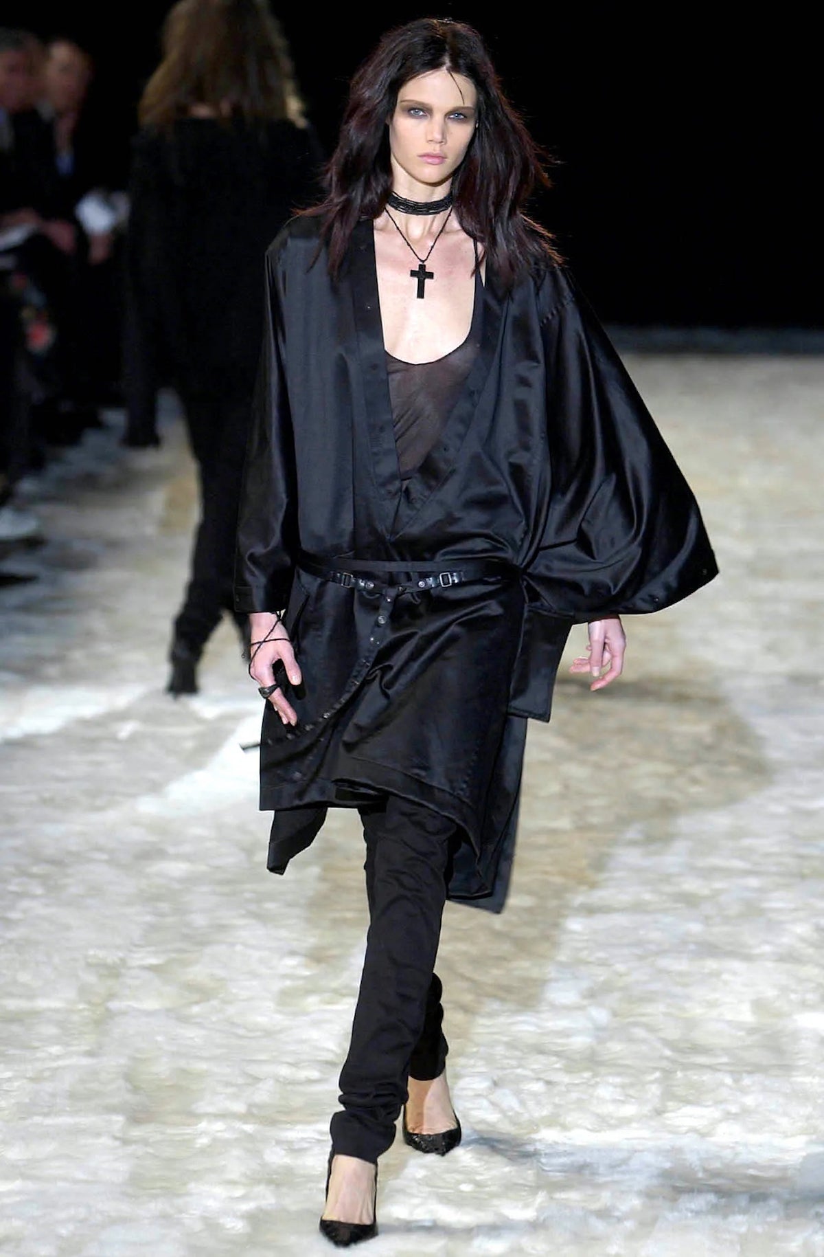 Gucci by Tom Ford FW2002 Ebony Bead Cross Necklace - vothe archive - curated designer vintage
