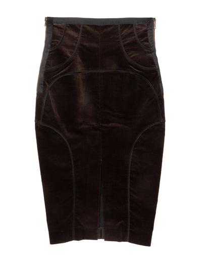 FW2003 Brown Velvet Paneled Skirt