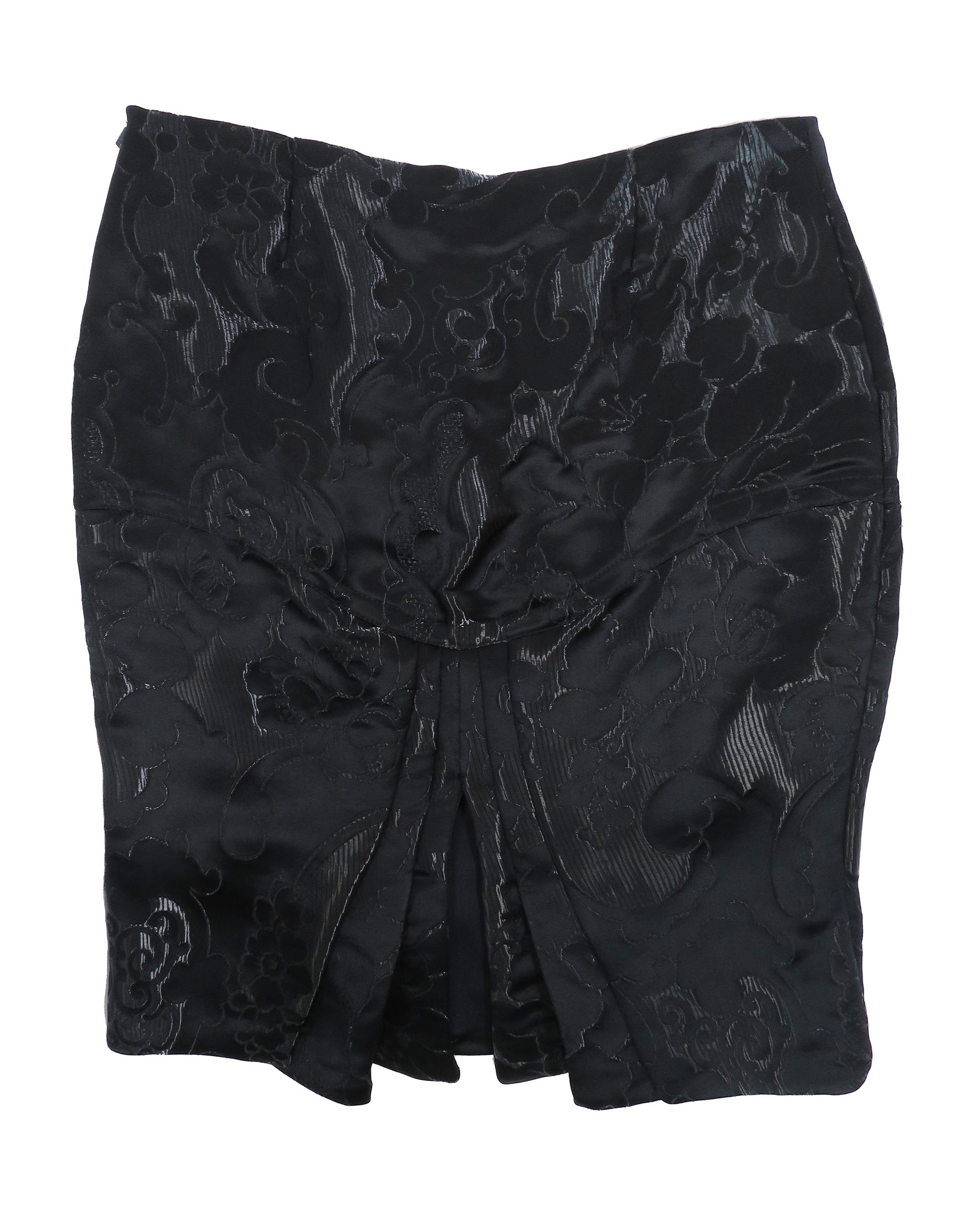 Black floral patterned skirt on a white background