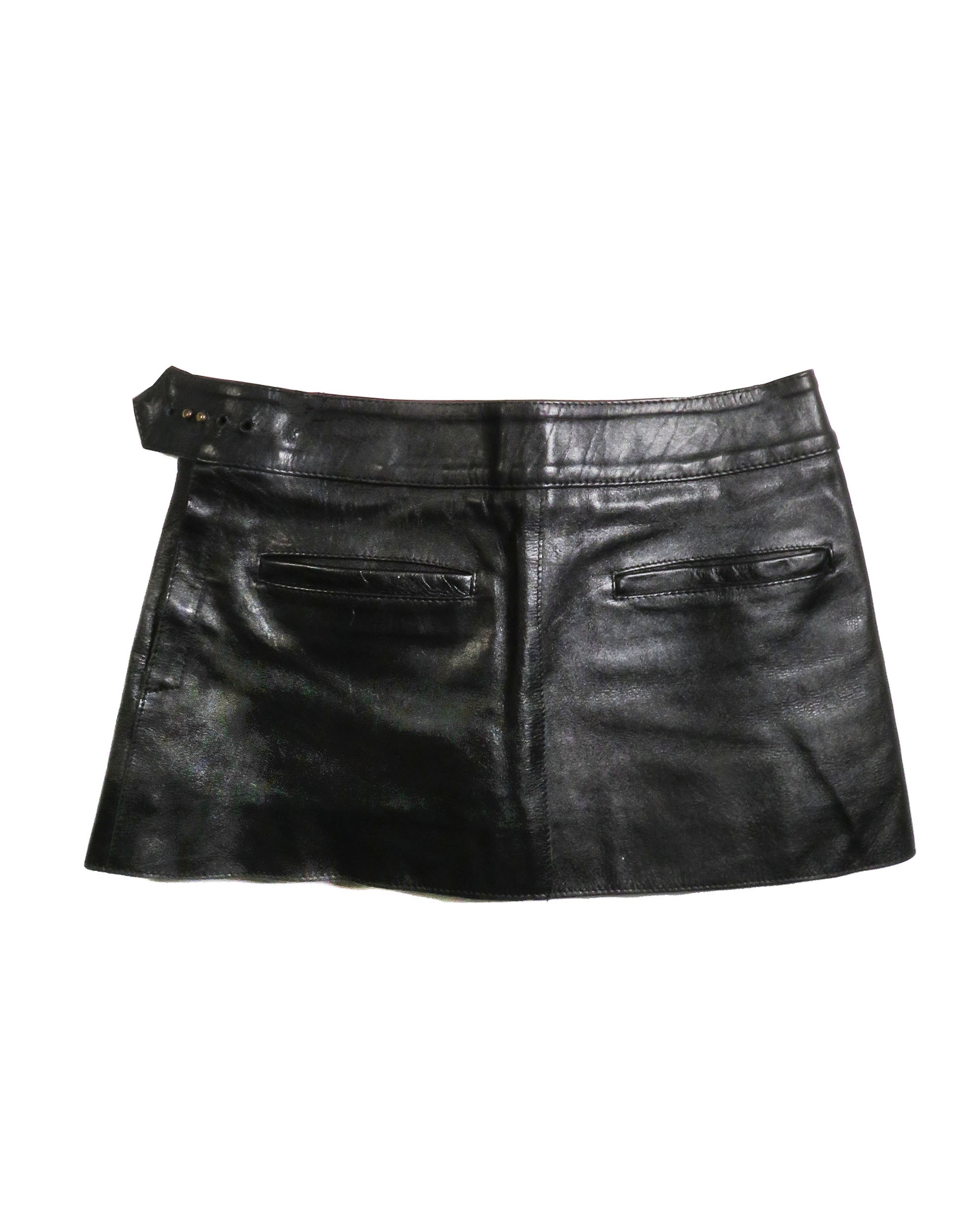 Black leather skirt on a white background