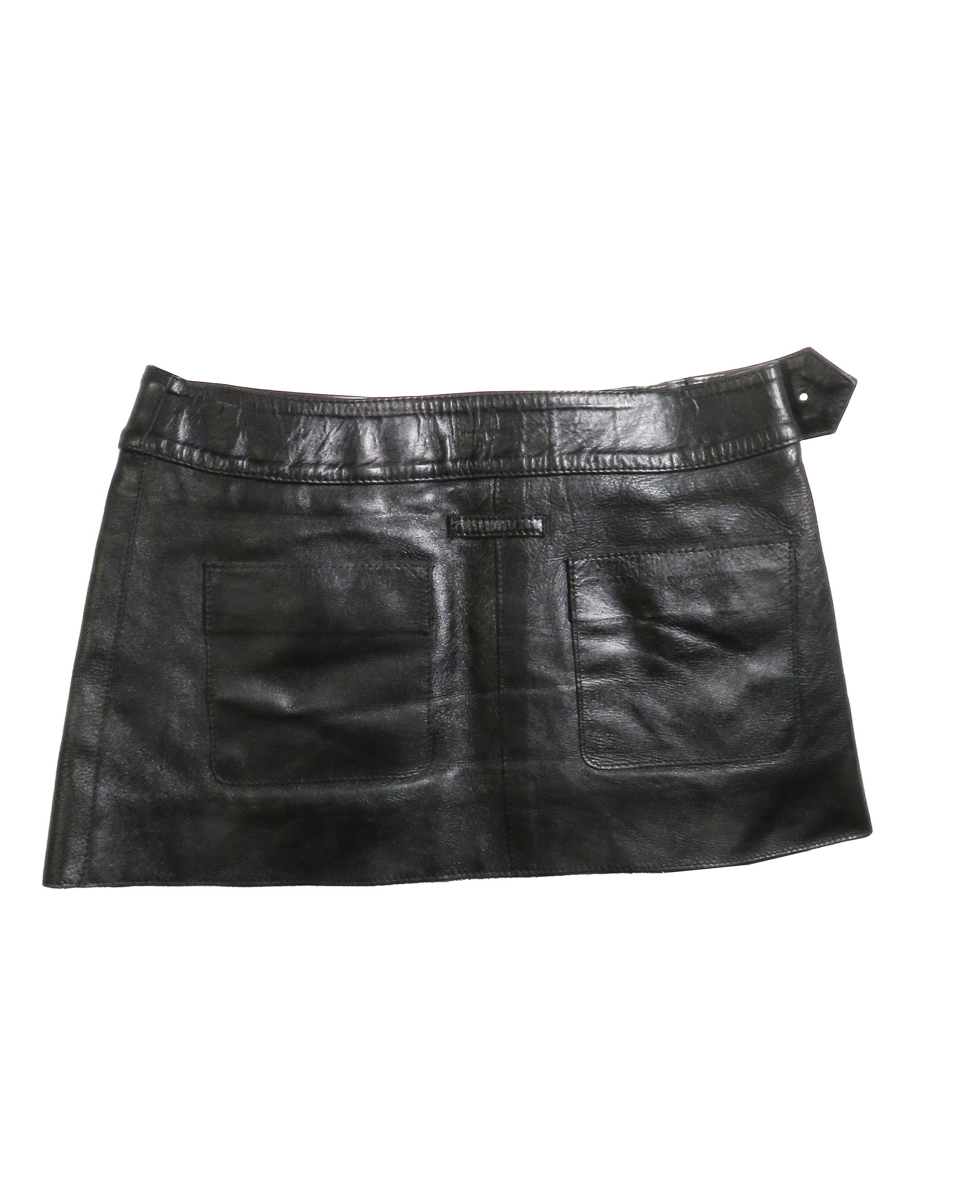Black leather skirt on a white background