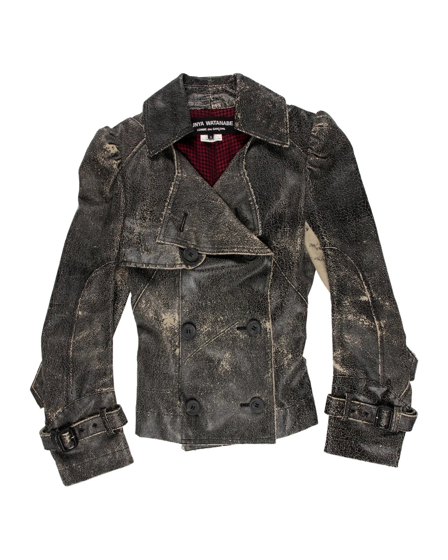 Distressed black leather jacket on a white background - vothe archive - curated designer vintage