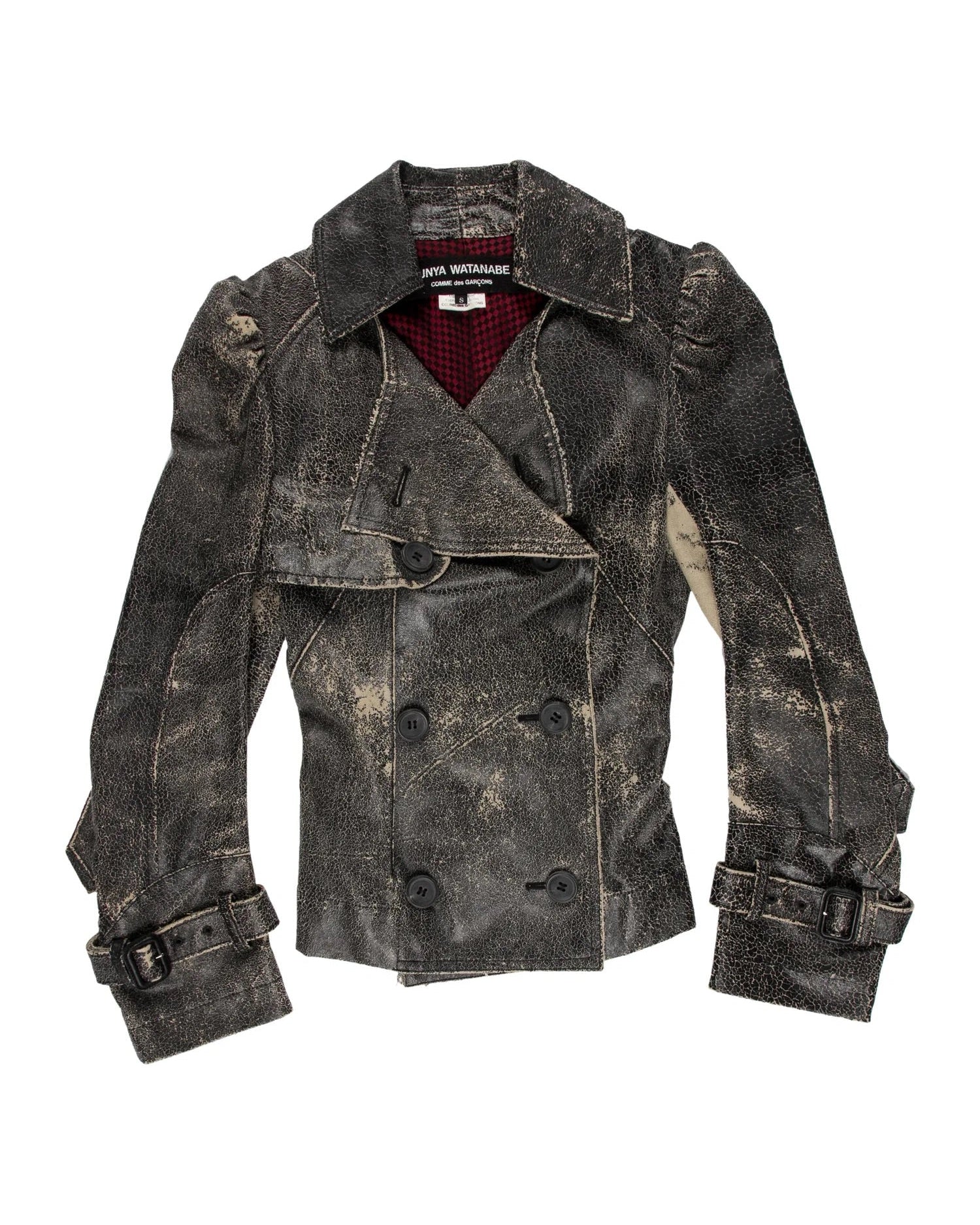 Distressed black leather jacket on a white background - vothe archive - curated designer vintage