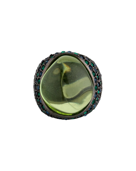 Kenneth Jay Lane Green Cocktail Ring - vothe archive - curated designer vintage
