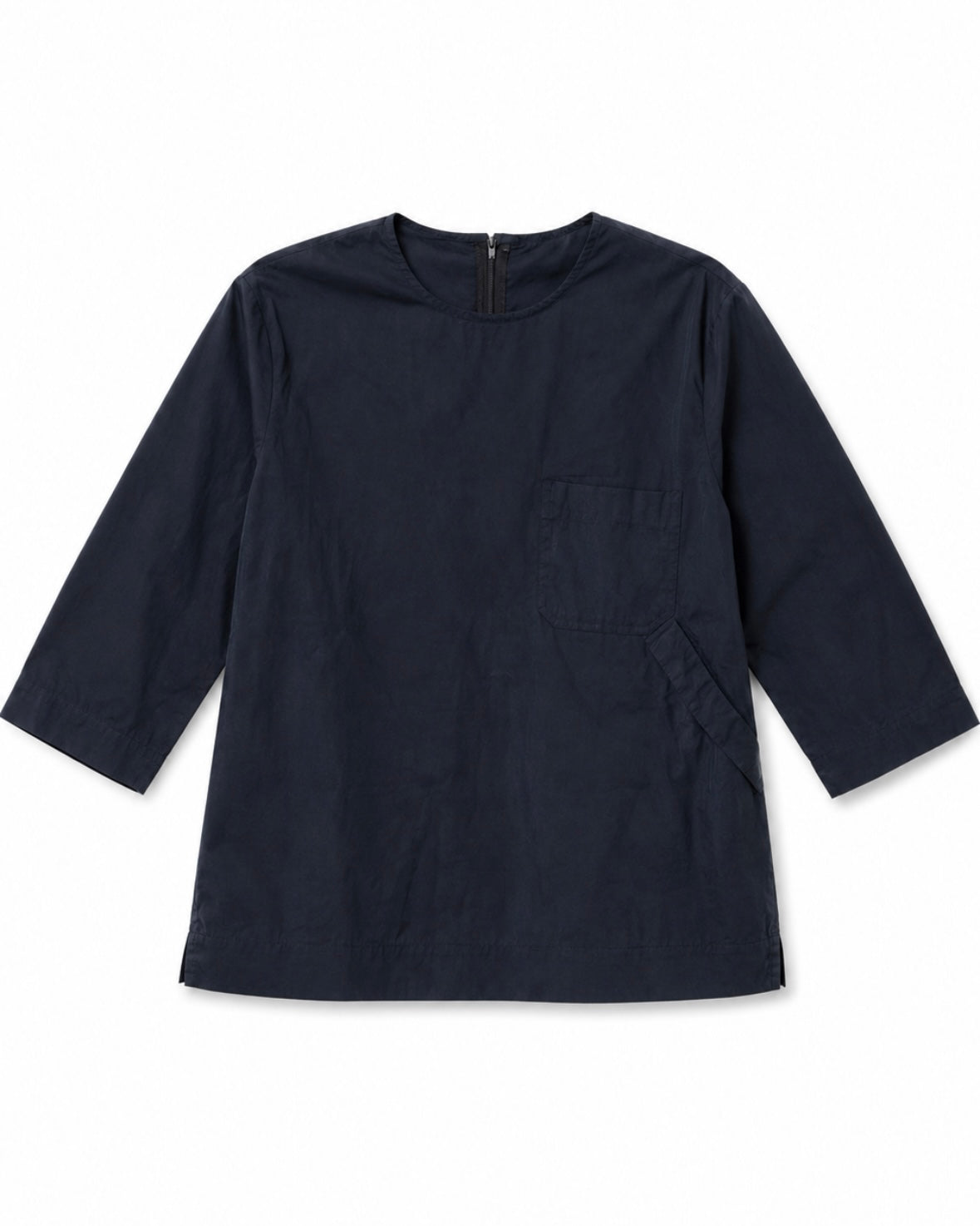 Navy blue long-sleeve shirt on a white background