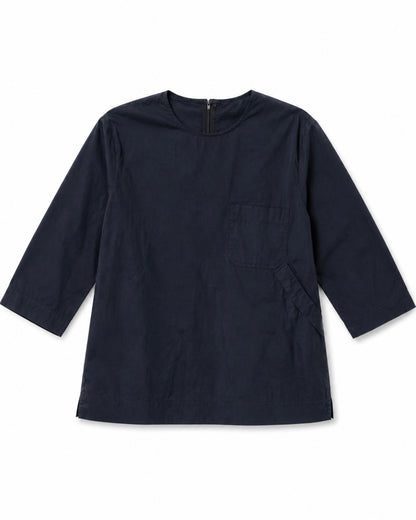 Navy blue long-sleeve shirt on a white background