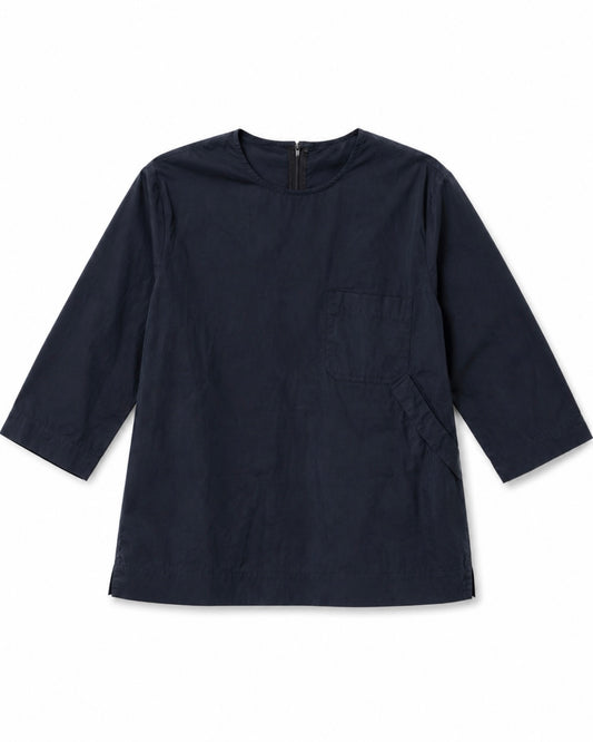 Navy blue long-sleeve shirt on a white background
