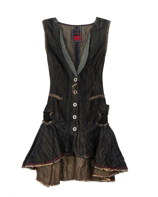 Marithé + François Girbaud Deconstructed Denim Ruffle Top - vothe archive - curated designer vintage

