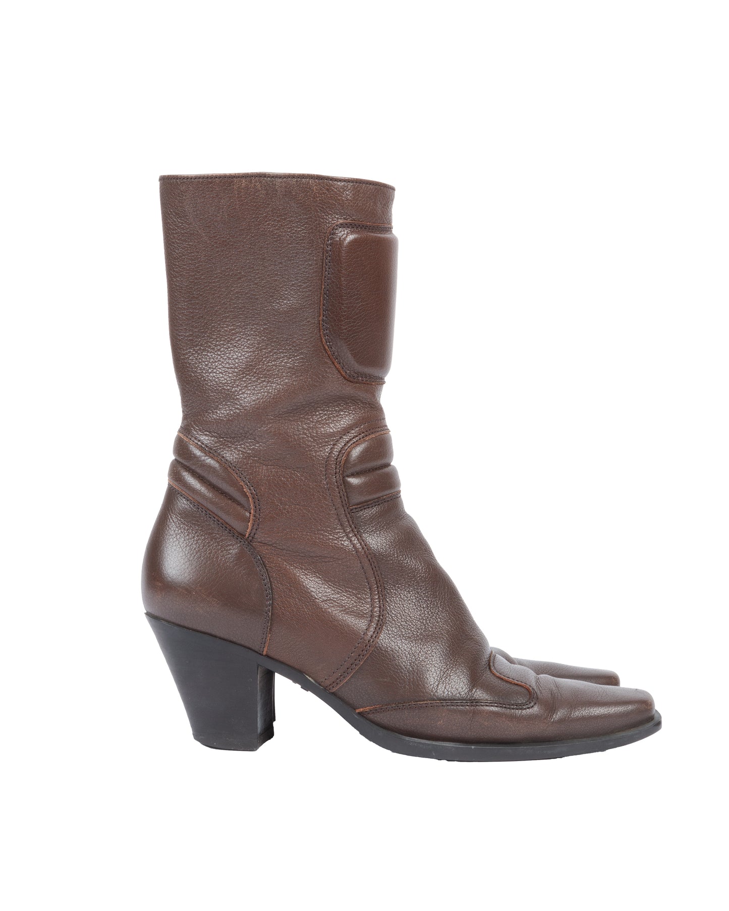Brown Leather Moto Boots - 36